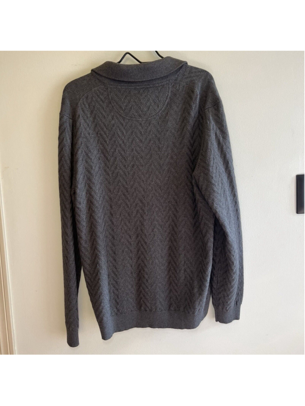 Tasso Elba Grey Button Front Cotton Cashmere Cardigan Sweater Mens size Large - Picture 6 of 11